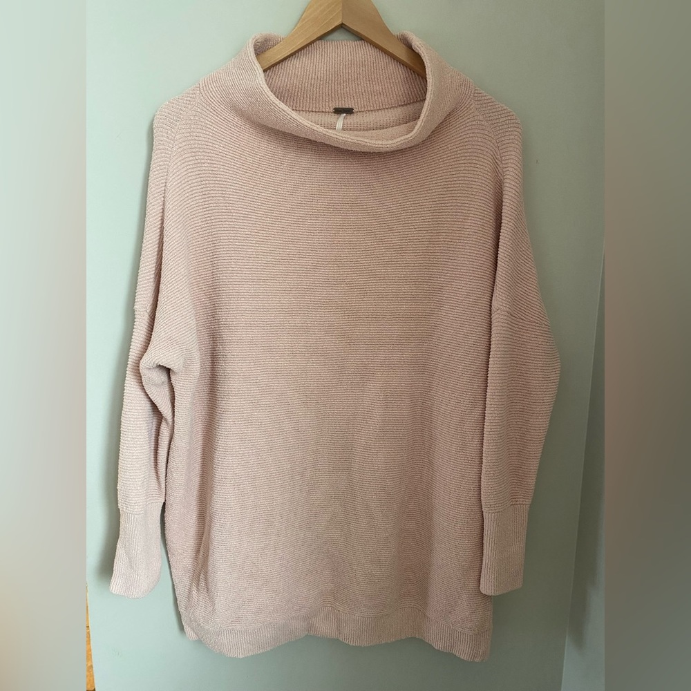 Free People Ottoman Slouchy Tunic Oversized Ribbed Mock neck Pink Women’s XS - Picture 3 of 9